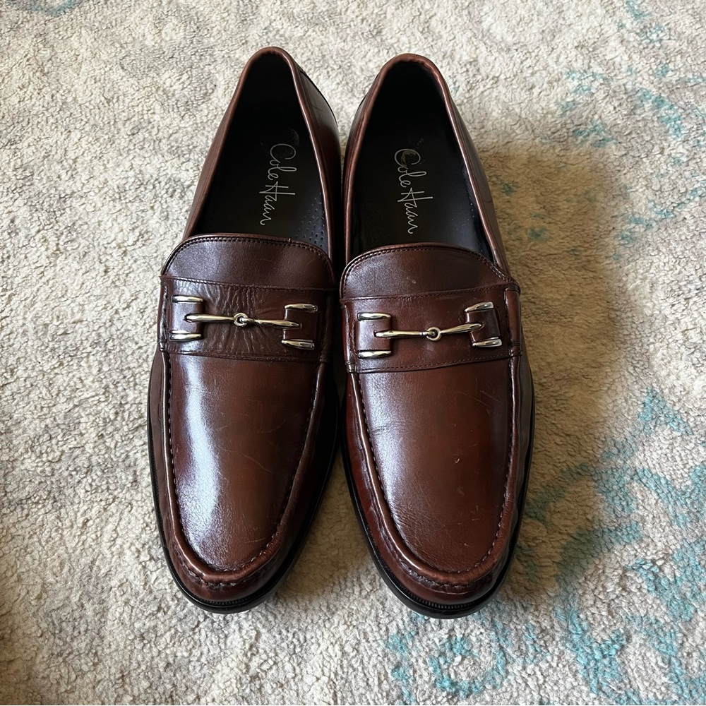 COLE HAAN C08433 MEN'S BROWN LEATHER SLIP-ON LOAFERS SIZE 12M